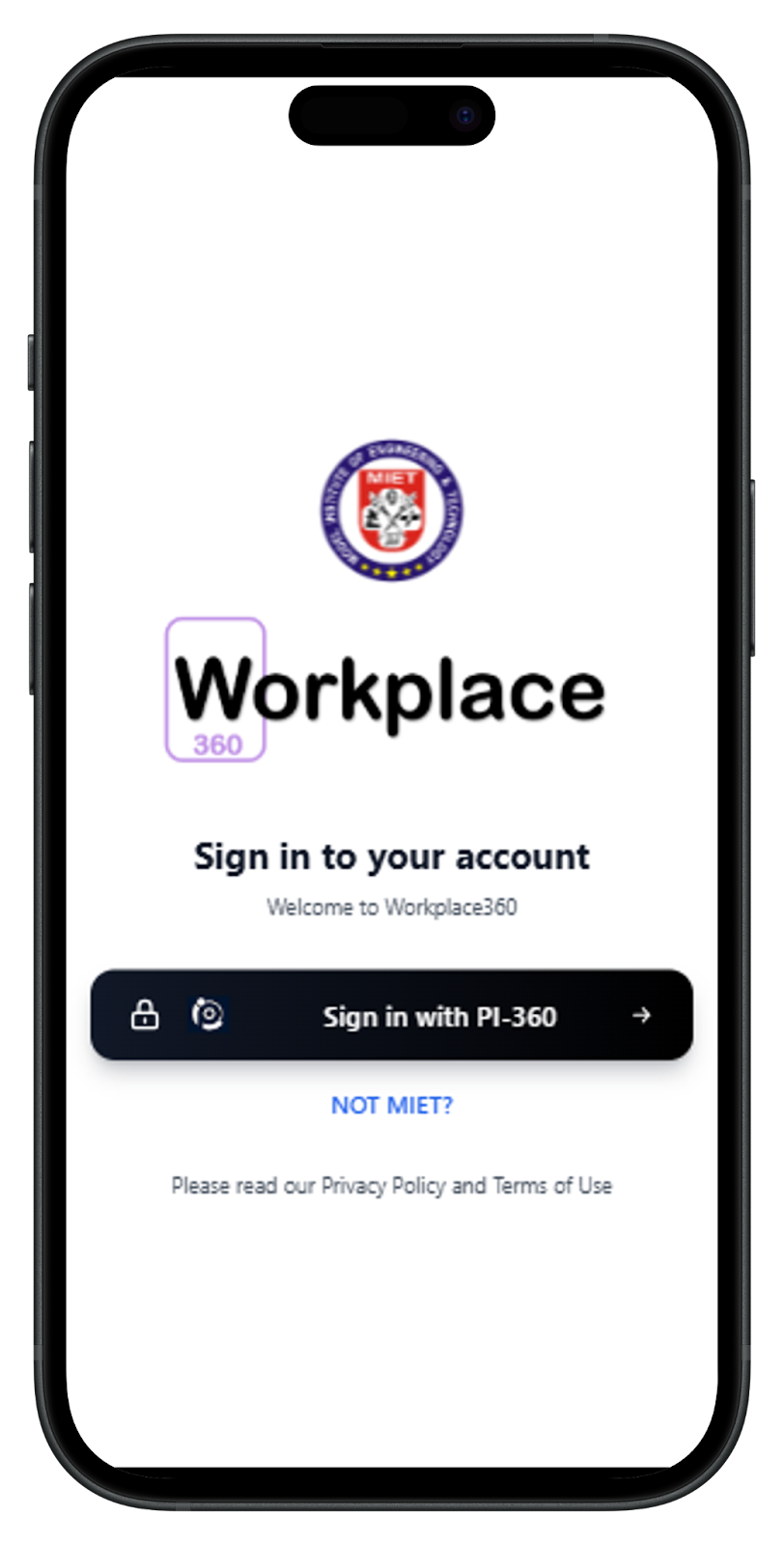 Workplace360 Login Screen